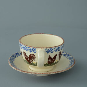 Cock & Hen Cup & Saucer - Breakfast Size