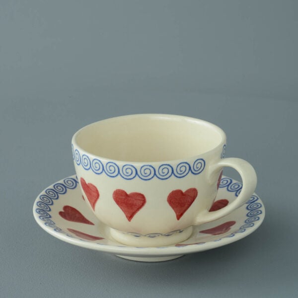 Heart Cup & Saucer - Breakfast Size