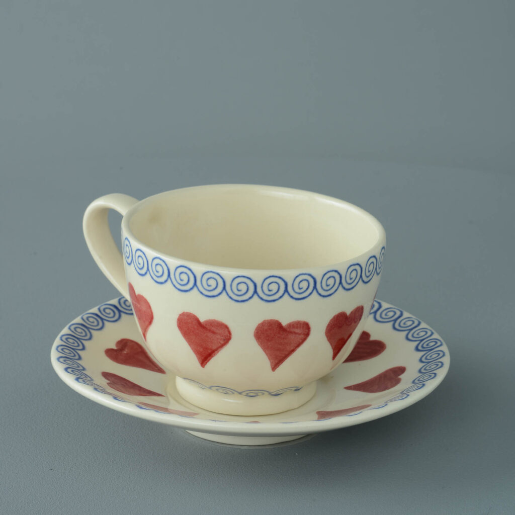 Heart Cup & Saucer - Breakfast Size