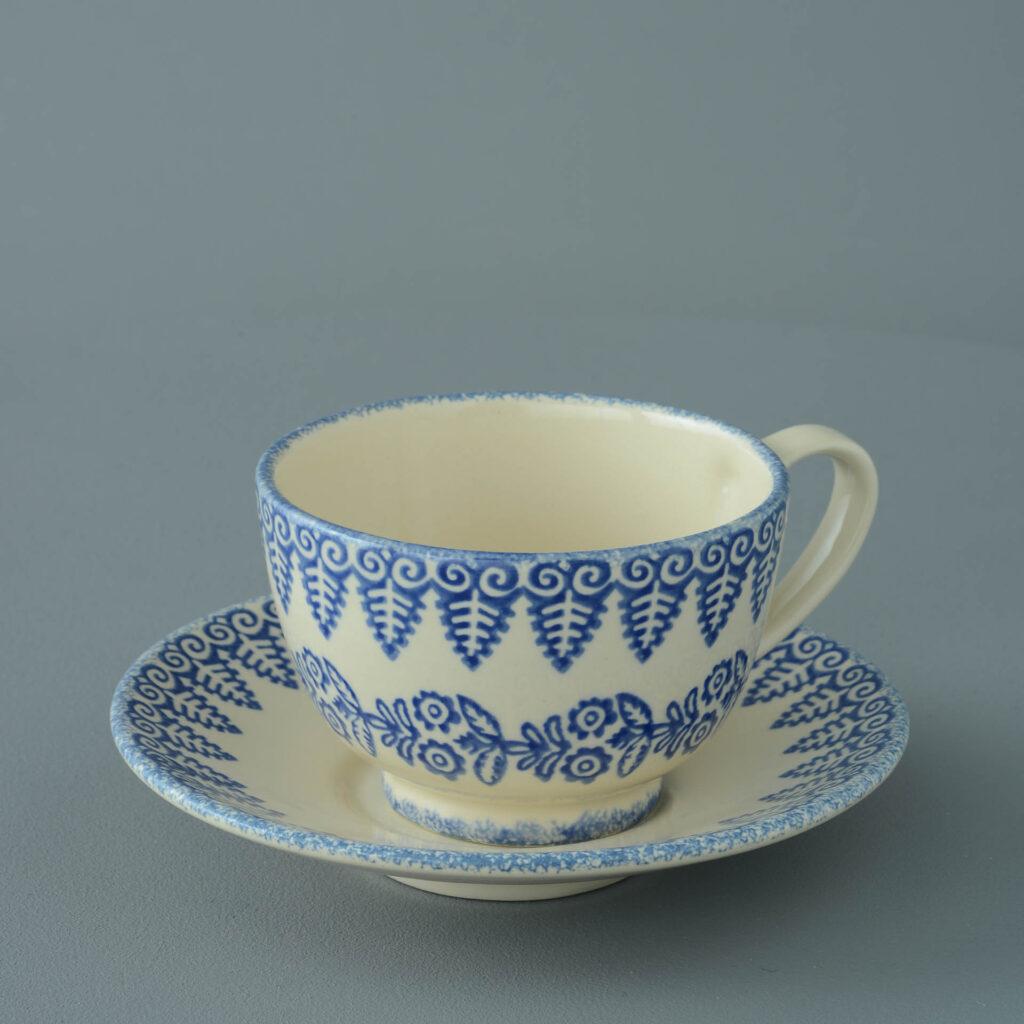Lacey Blue Cup & Saucer - Breakfast Size