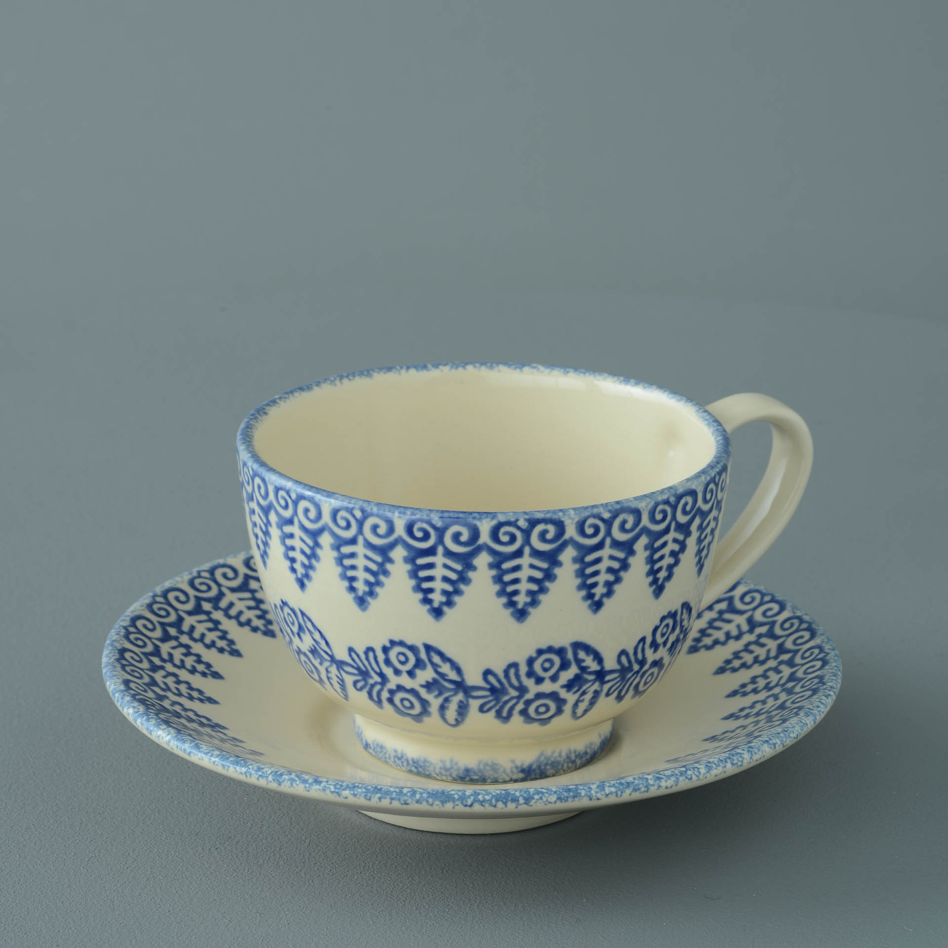 Lacey Blue Cup & Saucer - Breakfast Size