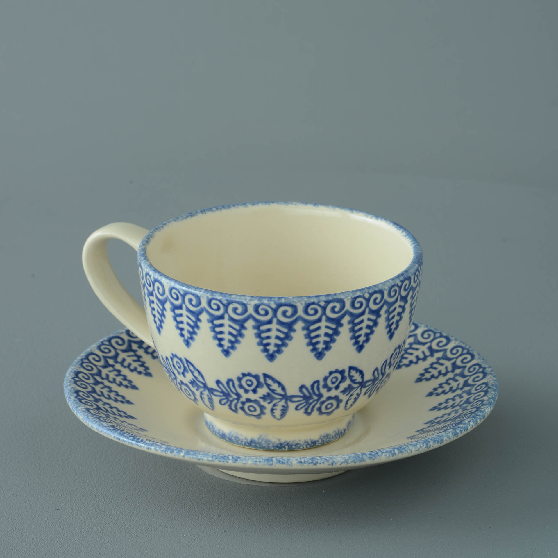 Lacey Blue Cup & Saucer - Breakfast Size