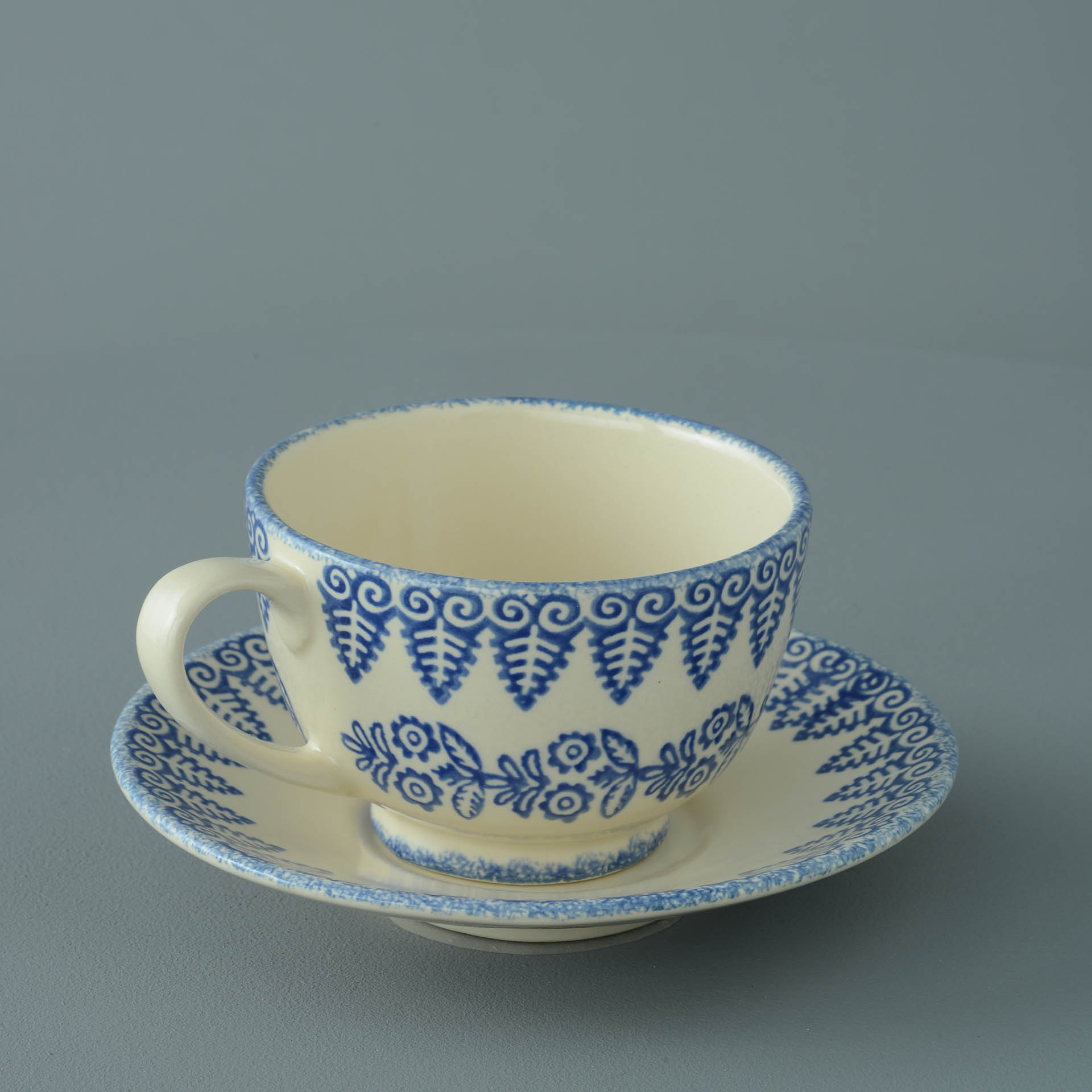 Lacey Blue Cup & Saucer - Breakfast Size