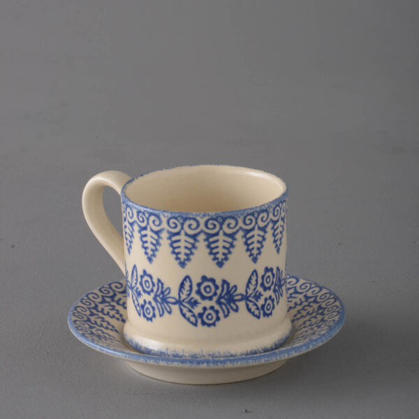 Lacey Blue Mug & Saucer - Small