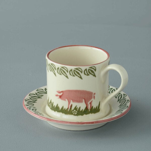 Pink Pig Mug & Saucer - Small