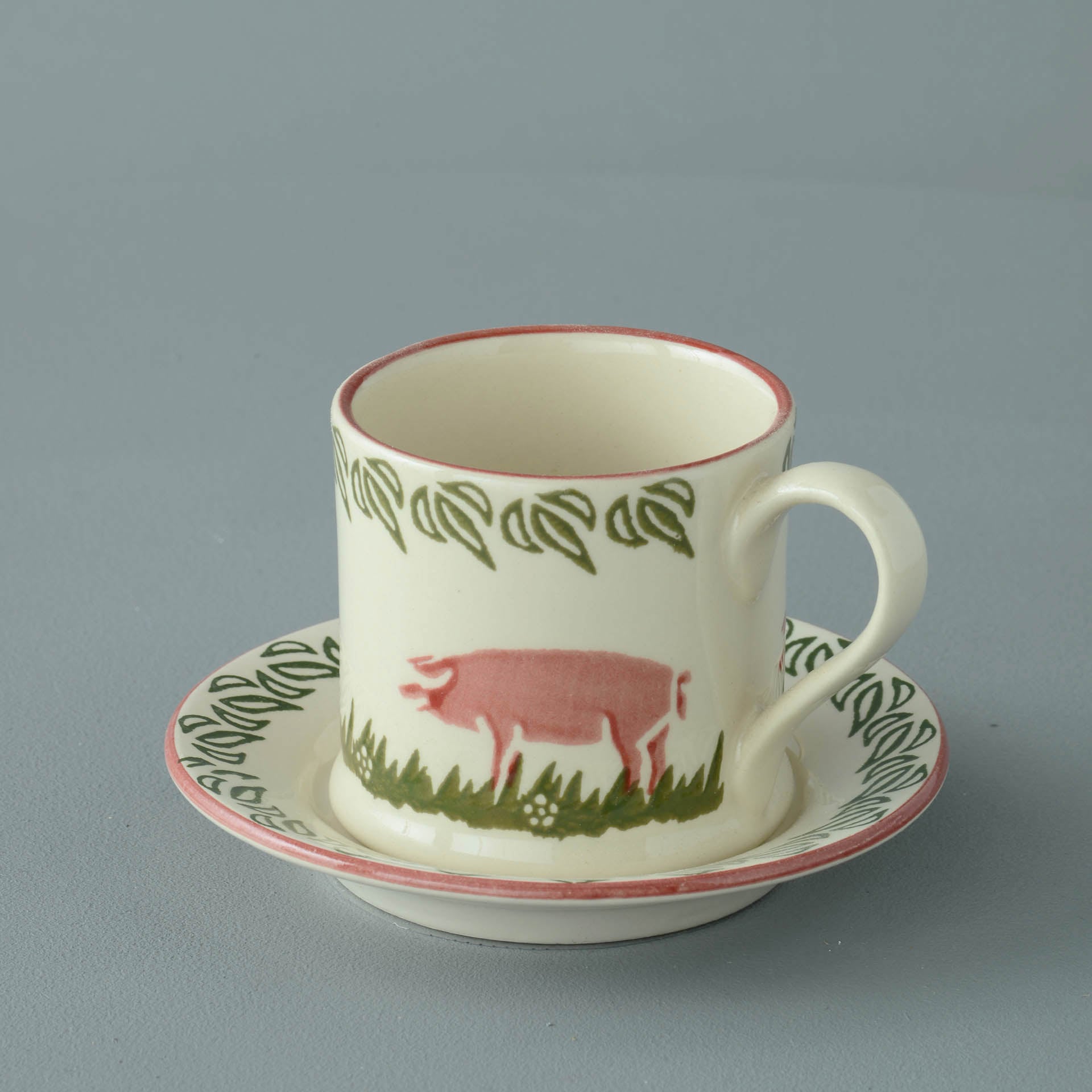 Pink Pig Mug & Saucer - Small
