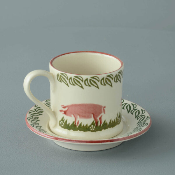 Pink Pig Mug & Saucer - Small