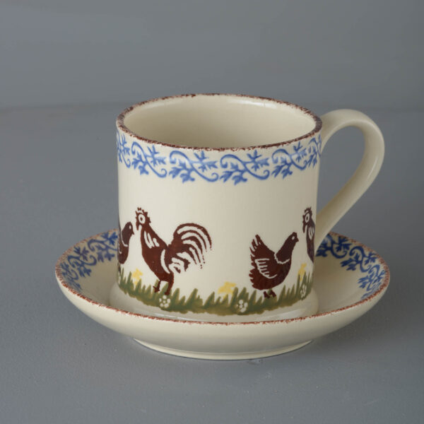 Cock & Hen Snack Saucer & Mug - Large