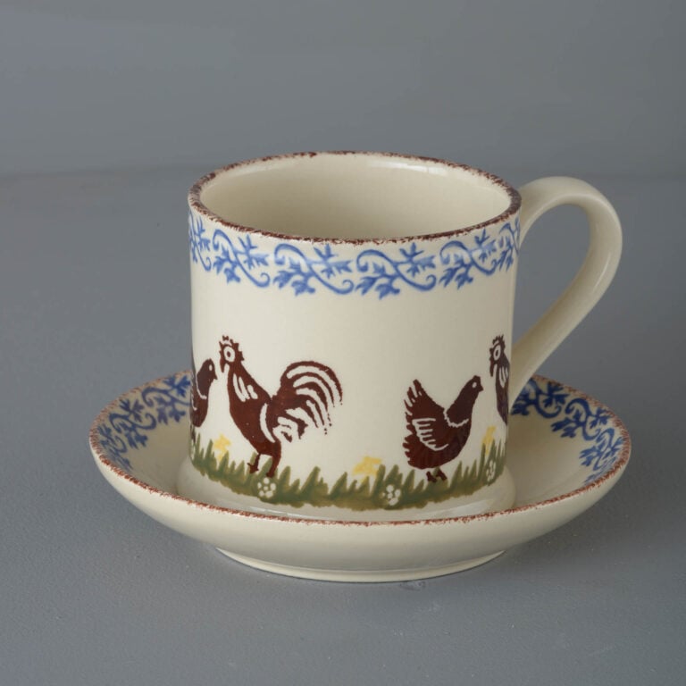 Cock & Hen Snack Saucer & Mug – Large