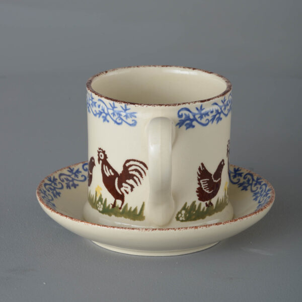 Cock & Hen Snack Saucer & Mug - Large