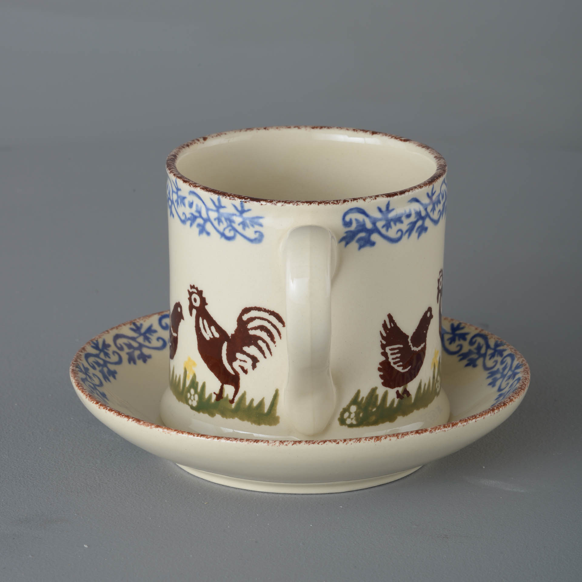 Cock & Hen Snack Saucer & Mug - Large