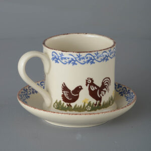 Cock & Hen Snack Saucer & Mug - Large