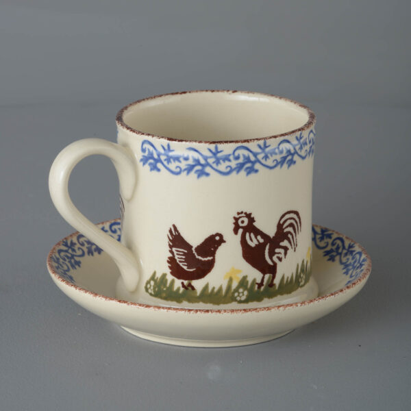 Cock & Hen Snack Saucer & Mug - Large