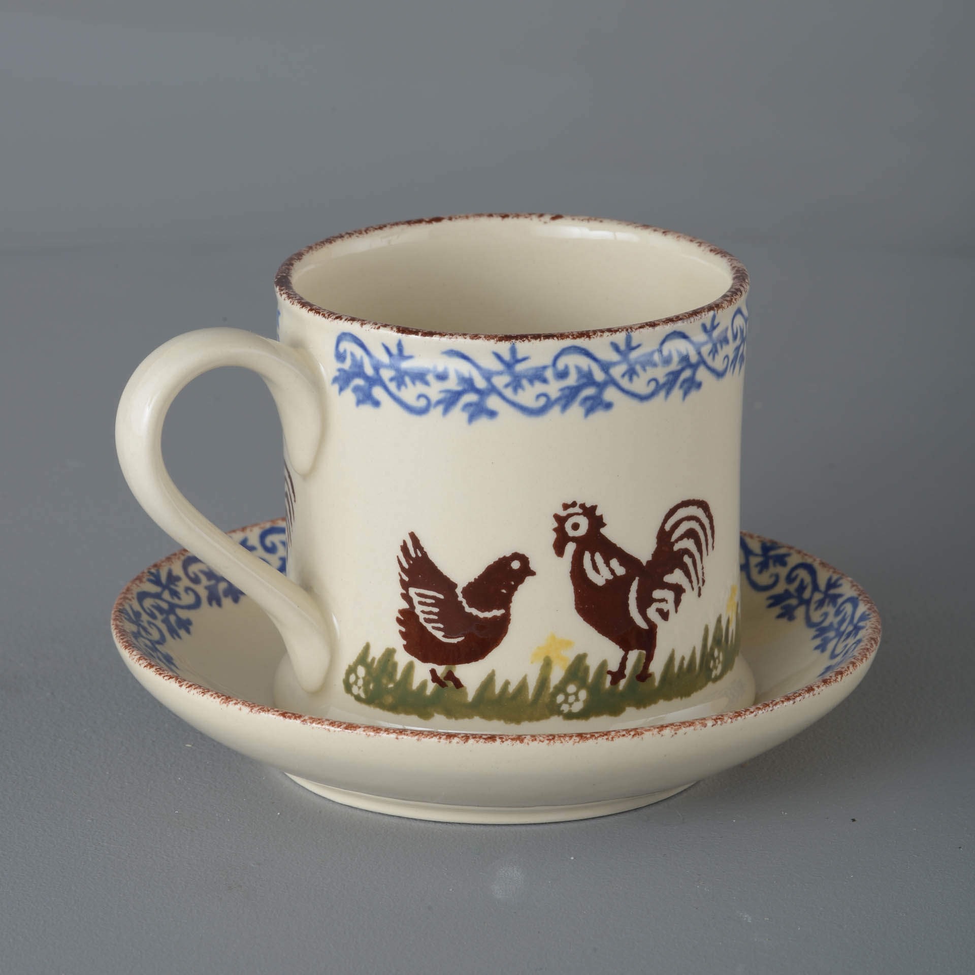 Cock & Hen Snack Saucer & Mug - Large