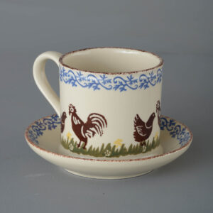Cock & Hen Snack Saucer & Mug - Large
