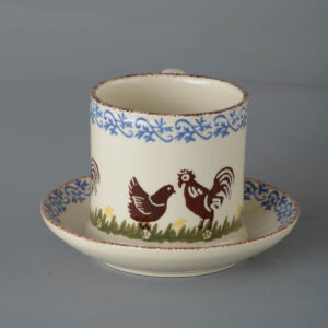 Cock & Hen Snack Saucer & Mug - Large