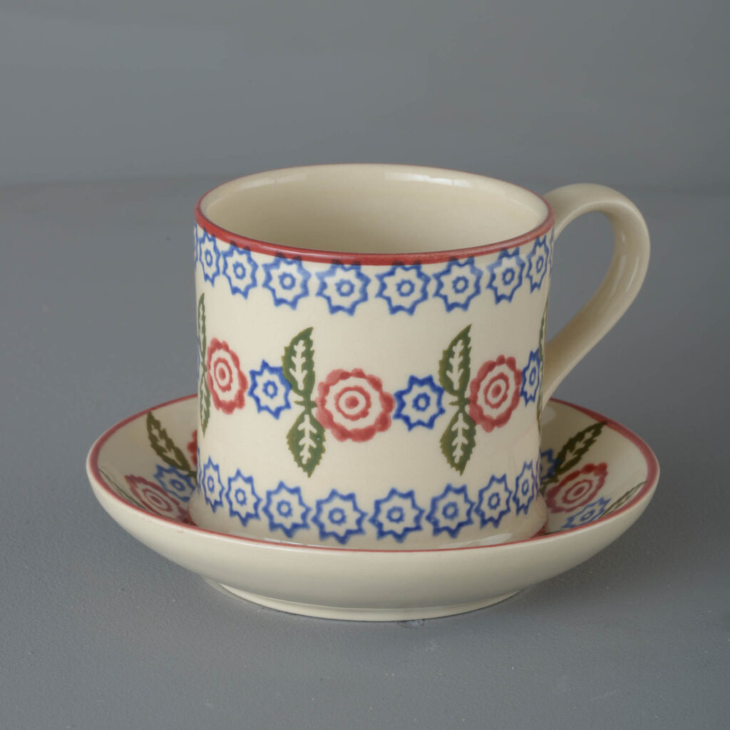 Victorian Floral Snack Saucer & Mug - Large