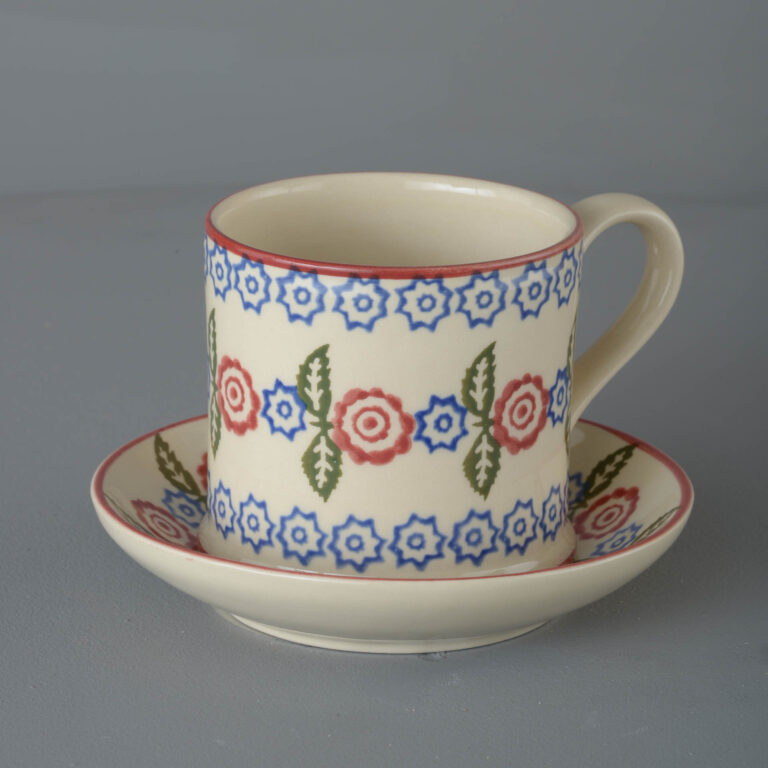 Victorian Floral Snack Saucer & Mug – Large