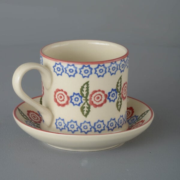 Victorian Floral Snack Saucer & Mug - Large