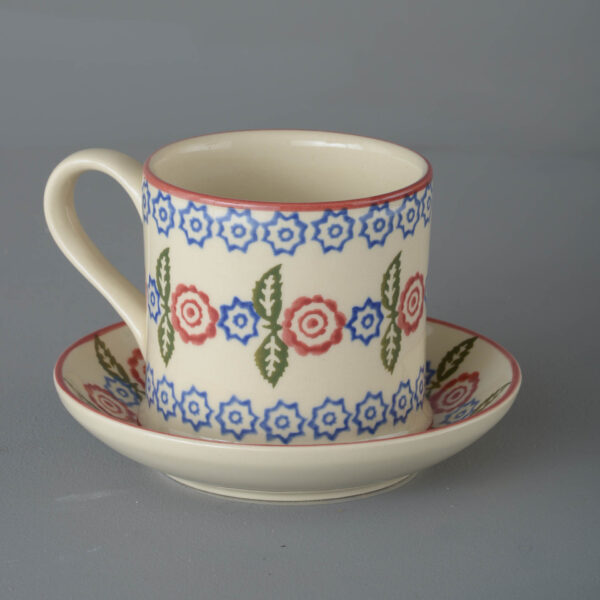 Victorian Floral Snack Saucer & Mug - Large