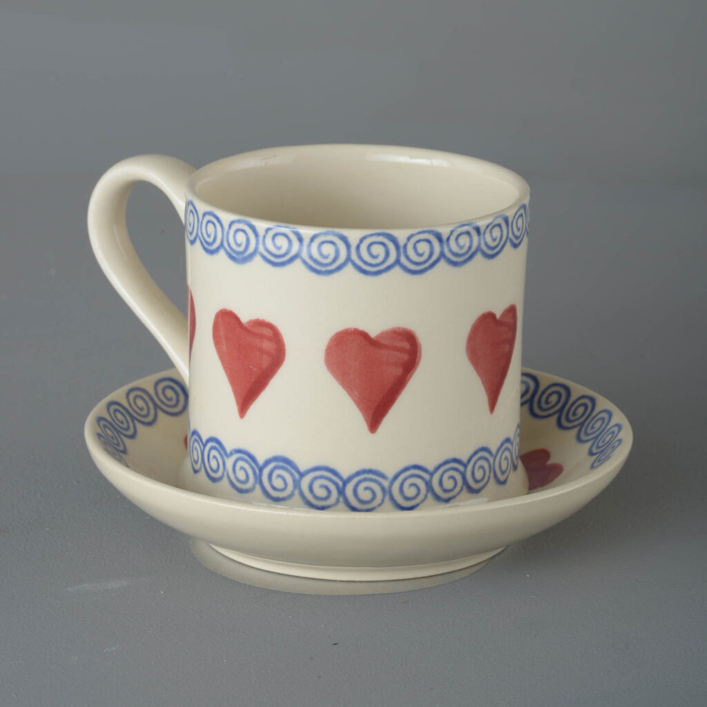 Heart Snack Saucer & Mug - Large
