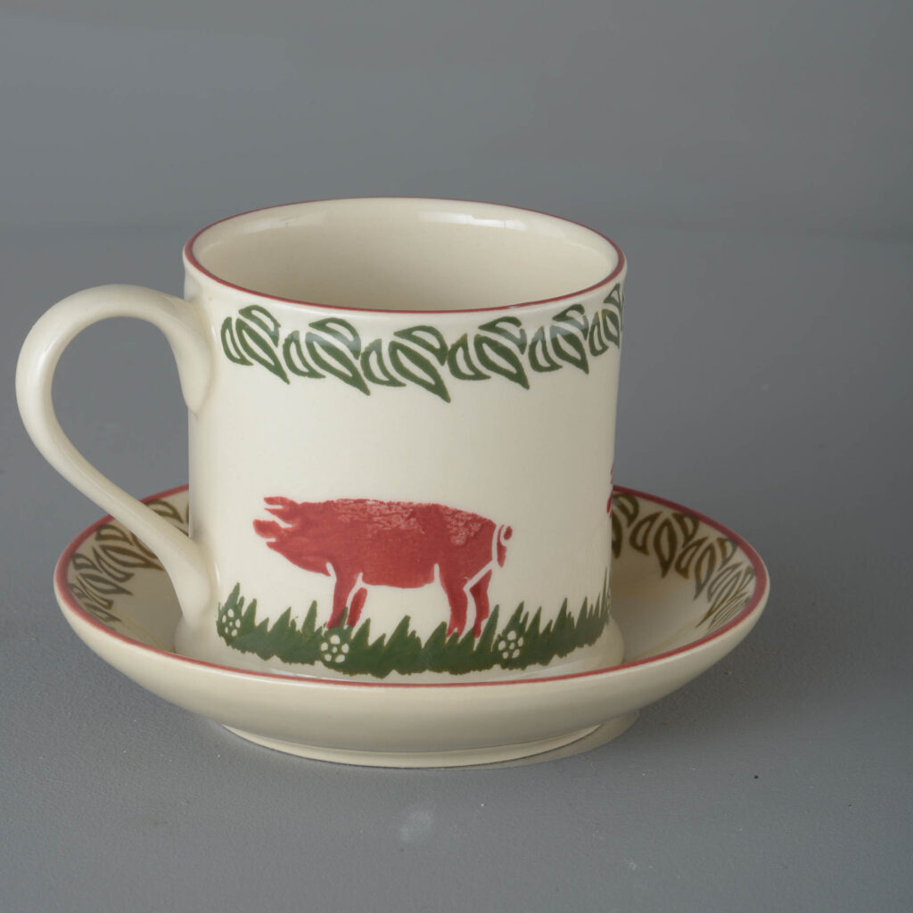 Pink Pig Snack Saucer & Mug - Large
