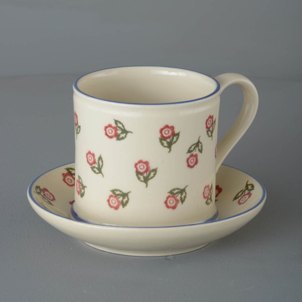 Scattered Rose Snack Saucer & Mug - Large