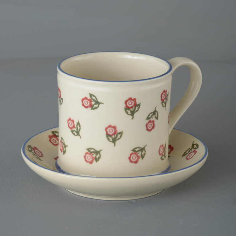 Scattered Rose Snack Saucer & Mug – Large