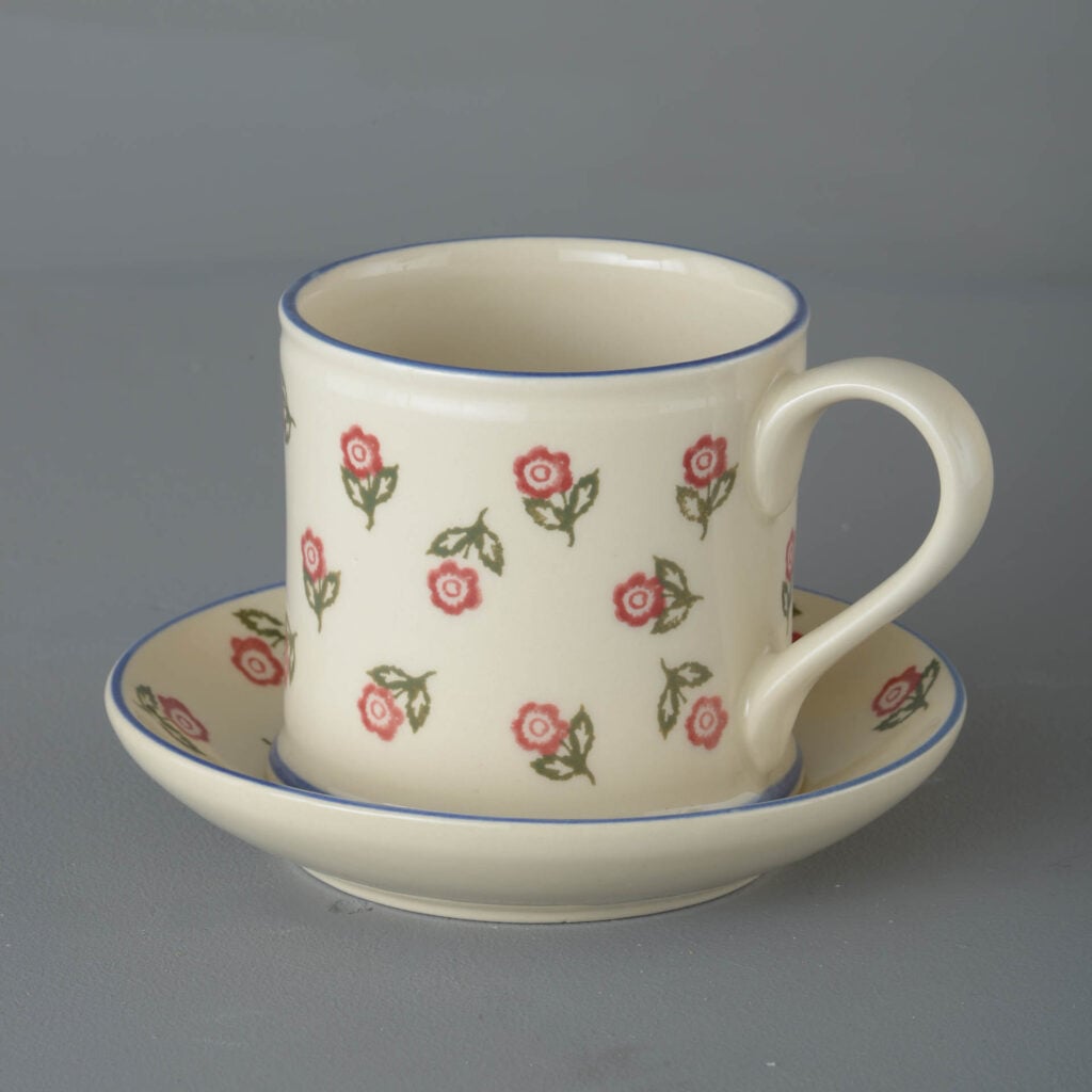 Scattered Rose Snack Saucer & Mug - Large