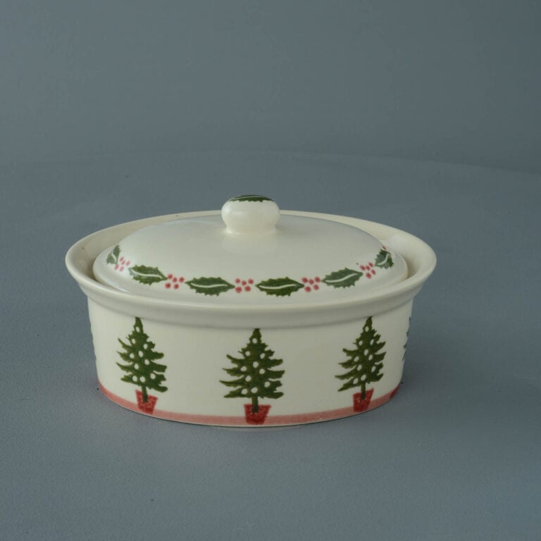 Christmas Tree Butter Dish Oval