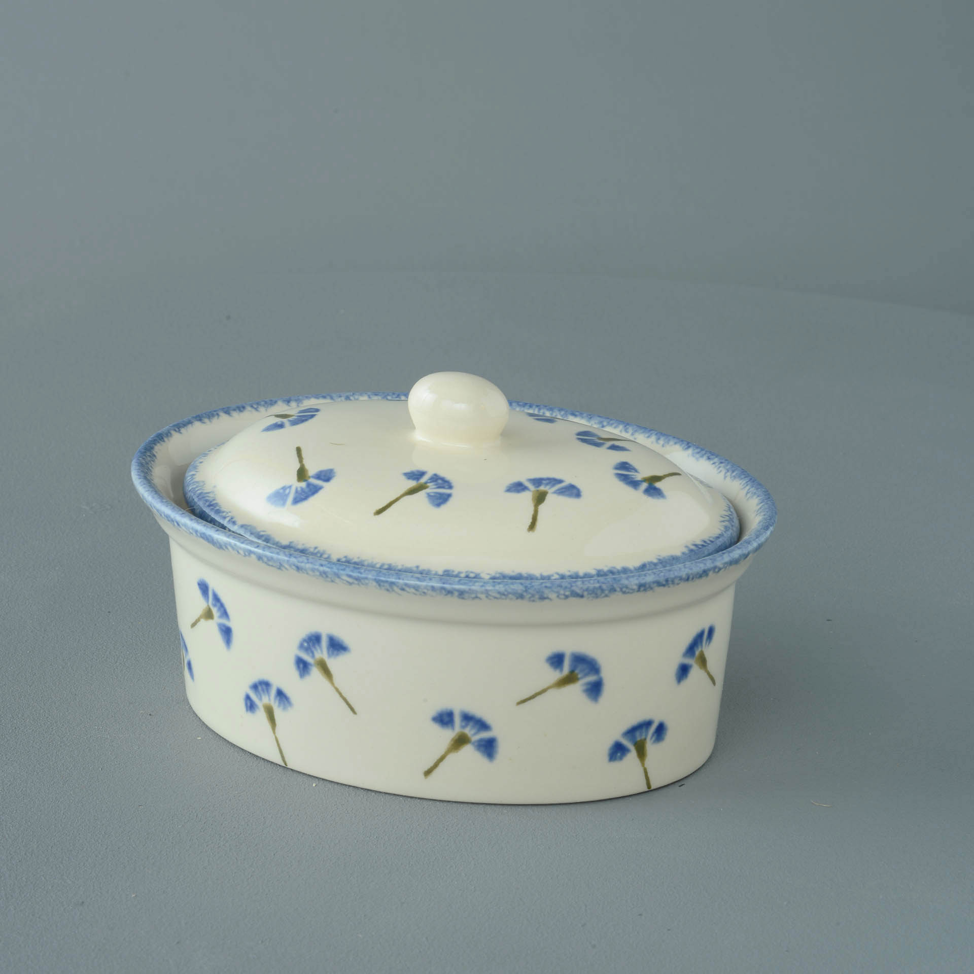 Cornflower Butter dish oval