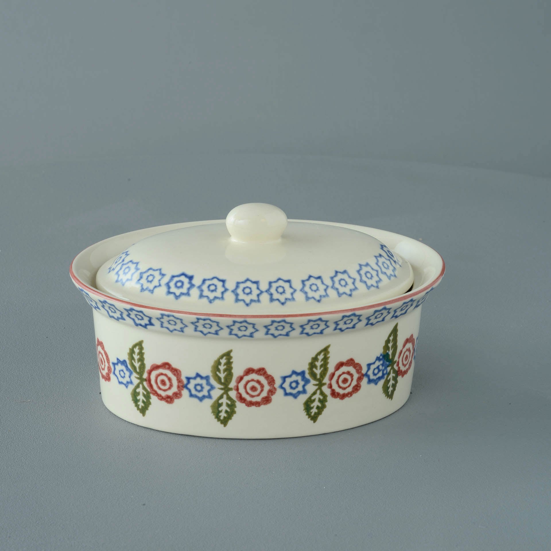 Victorian Floral Butter dish oval