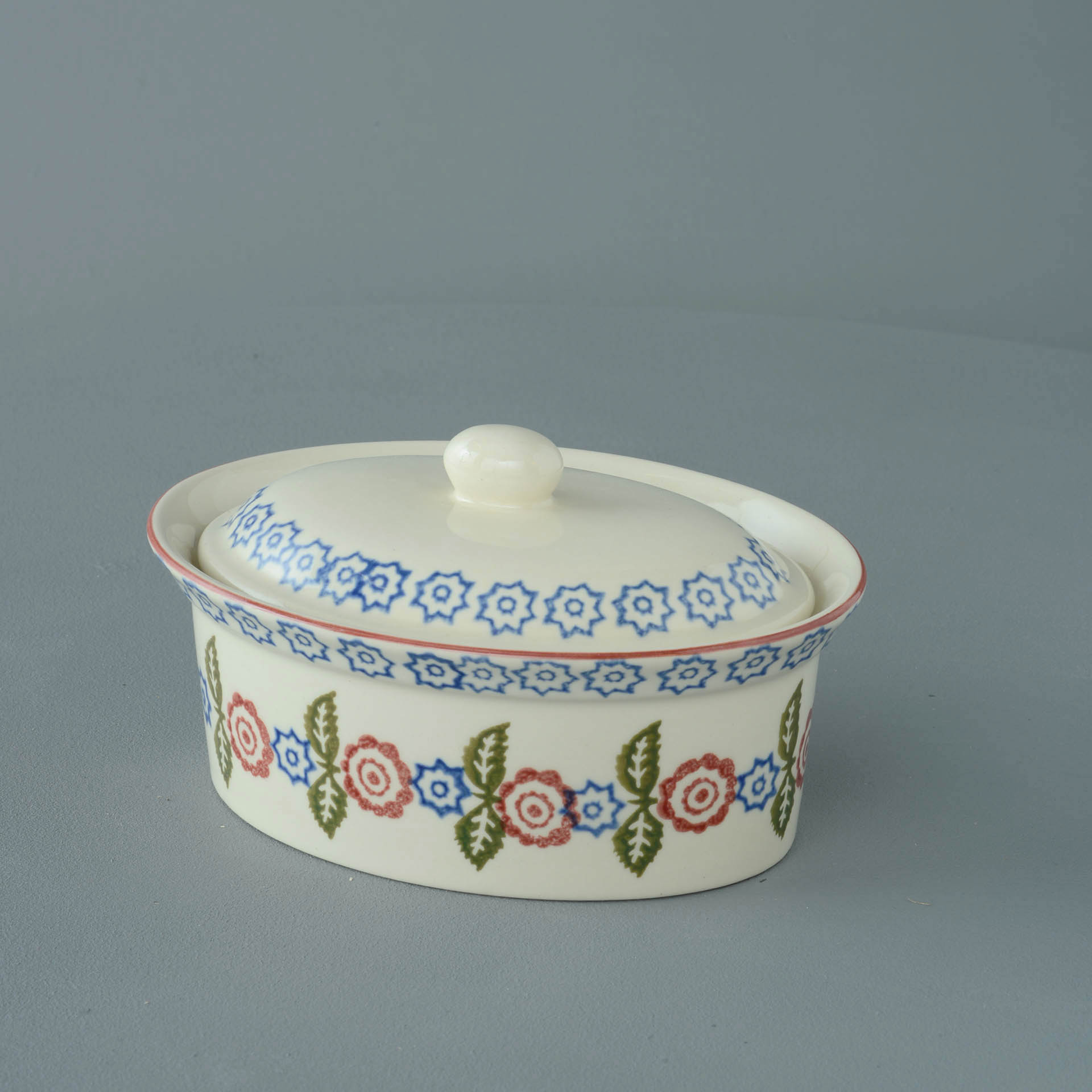 Victorian Floral Butter dish oval