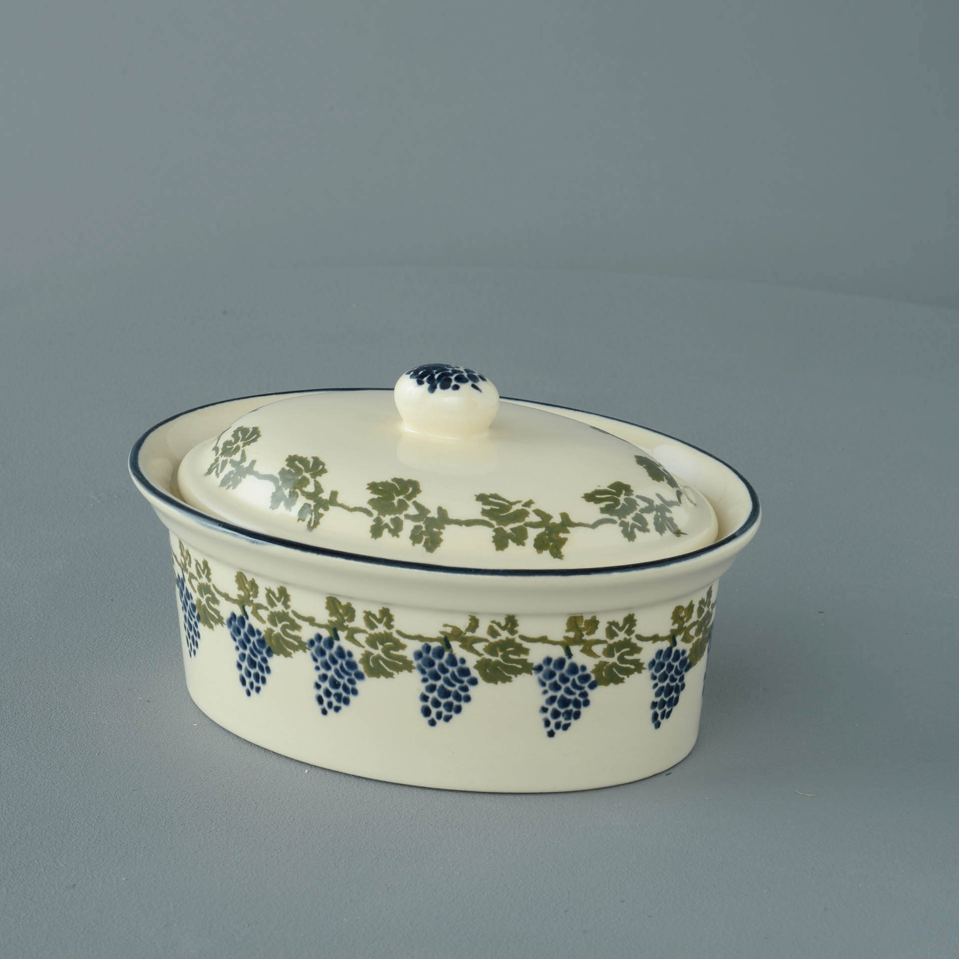 Grapes And Vine Butter dish oval