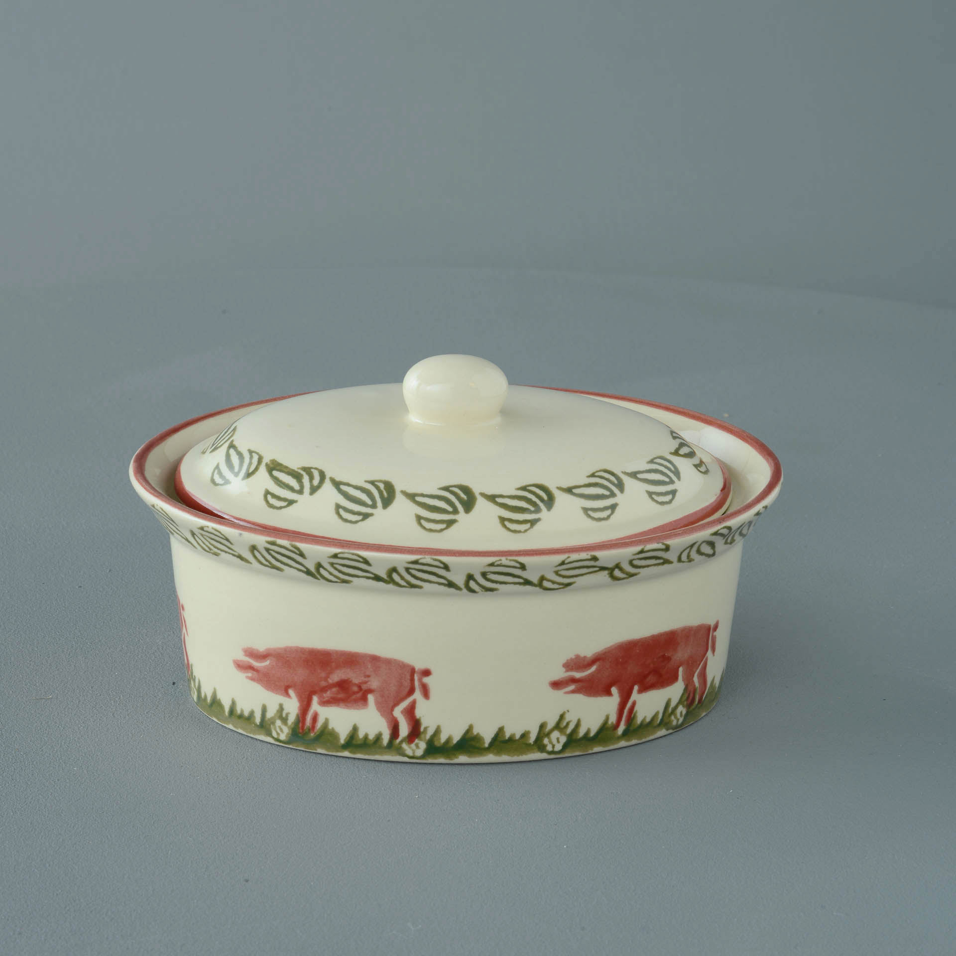 Pink Pig Butter dish oval
