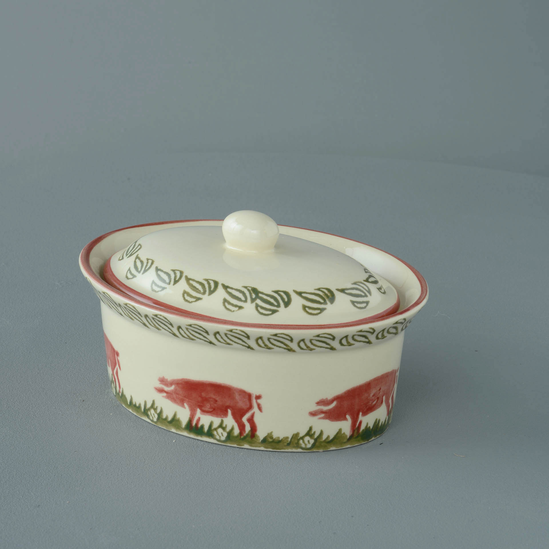 Pink Pig Butter dish oval