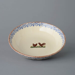 Cock & Hen Serving Dish Round