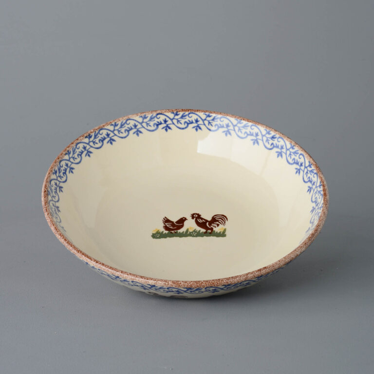 Cock & Hen Serving Dish Round