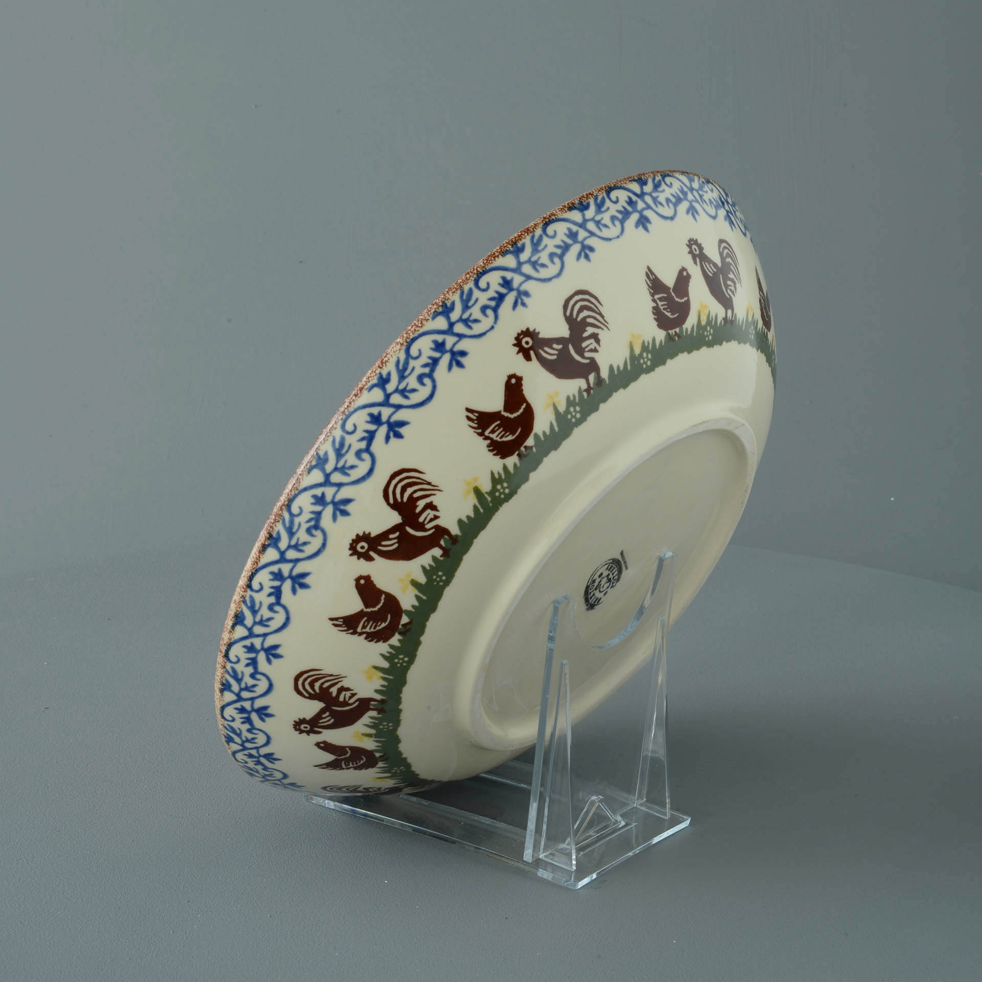 Cock & Hen Serving Dish Round