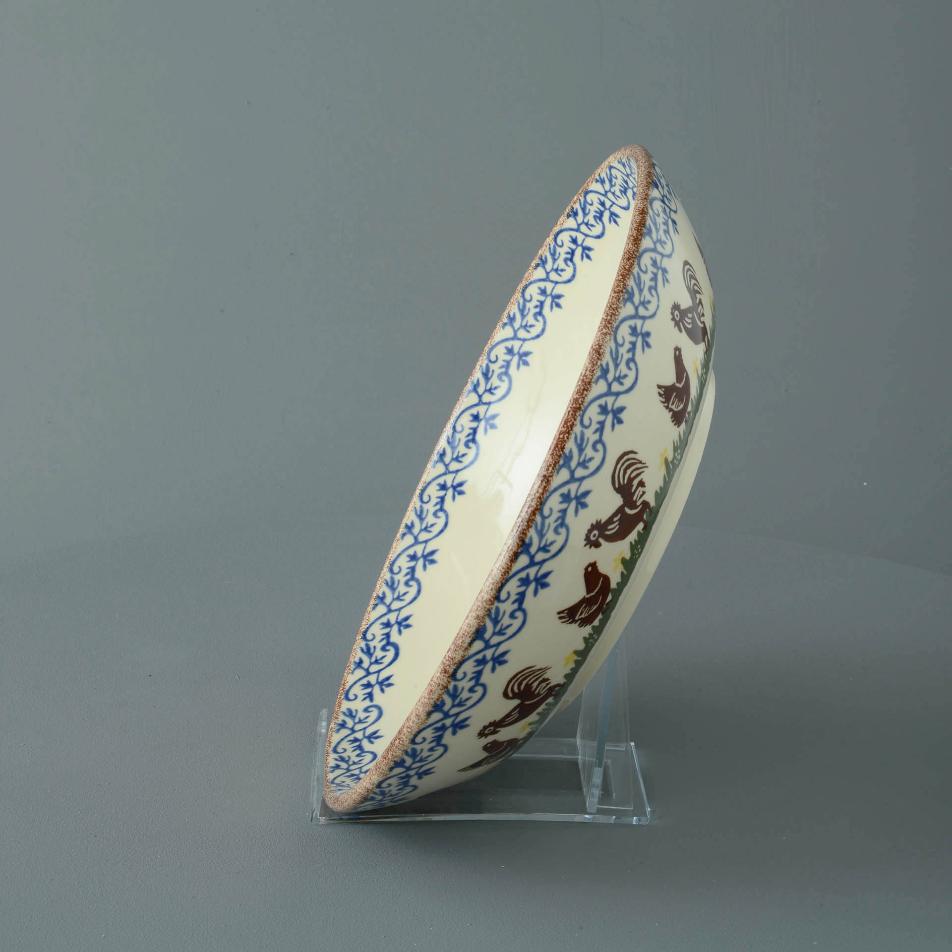 Cock & Hen Serving Dish Round