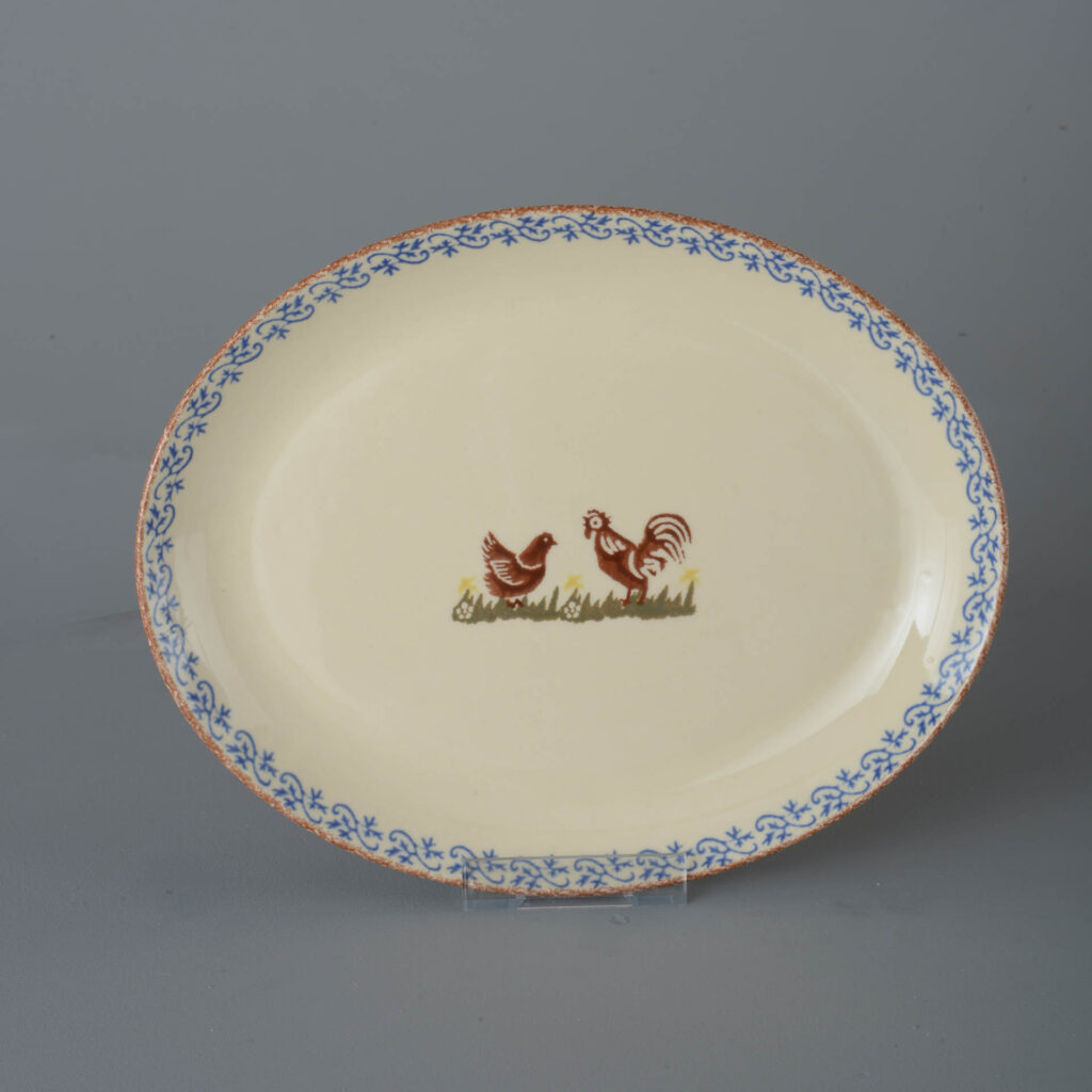 Cock & Hen Oval Plate - Large