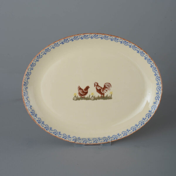 Cock & Hen Oval Plate - Large