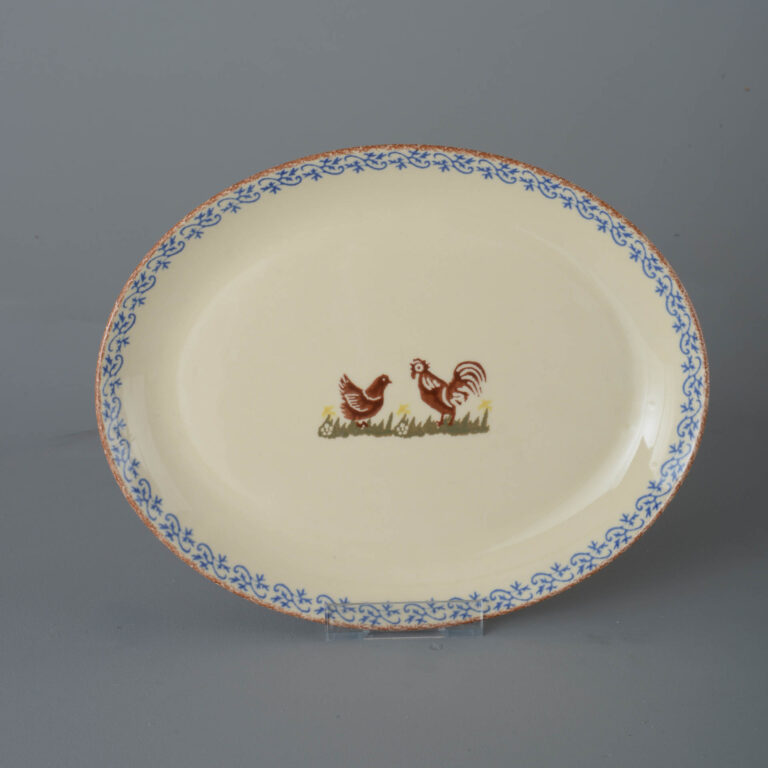 Cock & Hen Oval Plate – Large