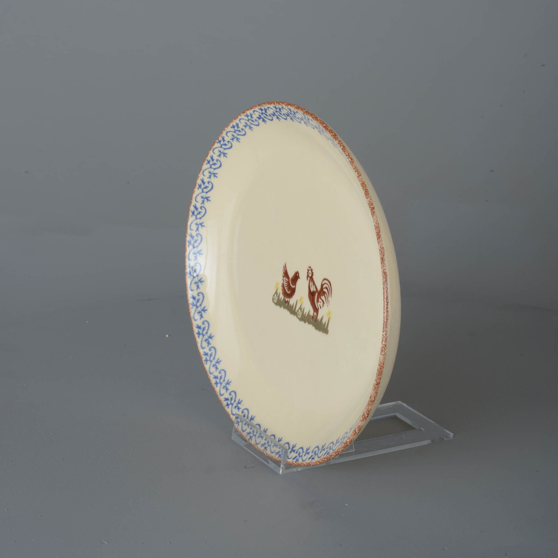 Cock & Hen Oval Plate - Large