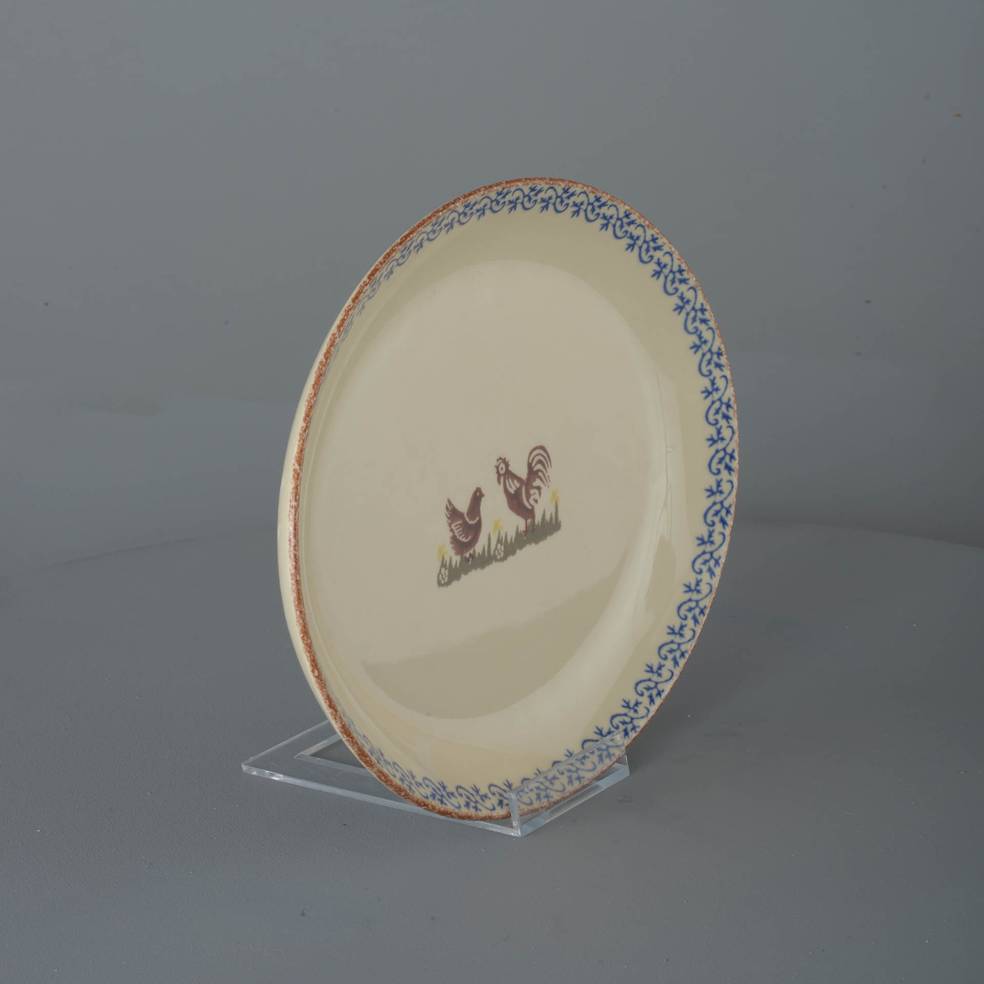 Cock & Hen Oval Plate - Large