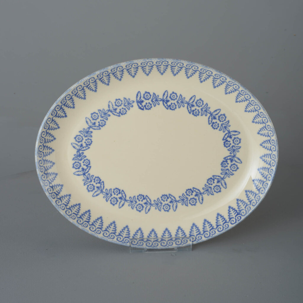 Lacey Blue Oval Plate - Large