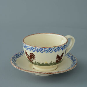 Cock & Hen Cup & Saucer - Breakfast Size