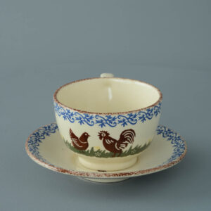 Cock & Hen Cup & Saucer - Breakfast Size