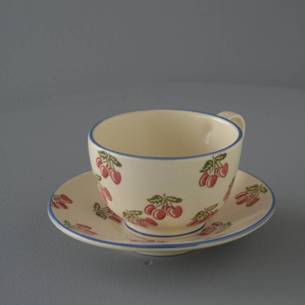 Cherry Cup & Saucer - Breakfast Size