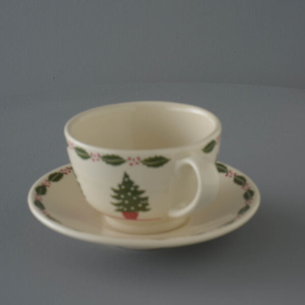 Christmas Tree Cup & Saucer - Breakfast Size